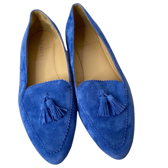 Talbots Shoes - Talbots Electric Blue Suede Leather Tassle Slip On pointy Toe Flats Size 10